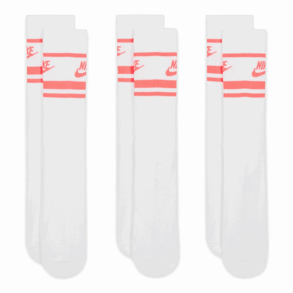 thermal socks Nike Dri-FIT Everyday Essential Crew Socks (3 Pairs) - White/Hot Punch