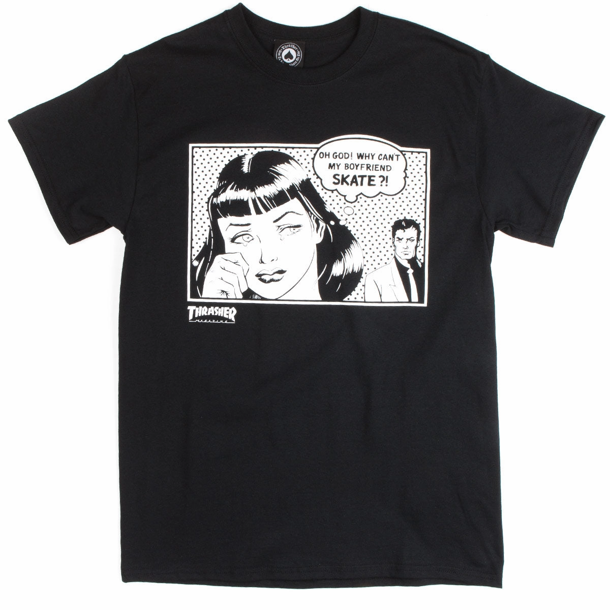 Lightweight Design High Density Fabric Thrasher Boyfriend T-Shirt - Black