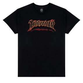 Thrasher Cracked By Exteenager T-Shirt - Black Glossy Look