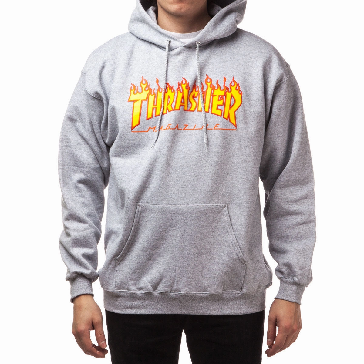 Hippie style Thrasher Flame Hoodie - Grey