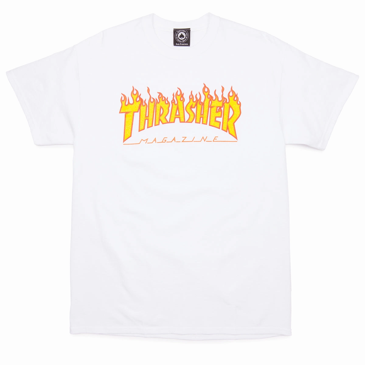 Thrasher Flame T-Shirt - White BioBased Fibers Comfortable Wear