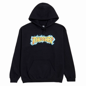 Thrasher Graff Hoodie - Black School Uniform Fleece Lining