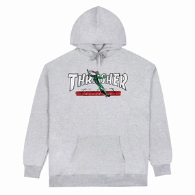 Thrasher Red Curb By LSD Worldpeace Hoodie - Ash Grey Street Fit Style