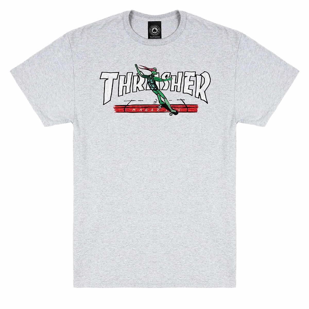Thrasher Red Curb By LSD Worldpeace T-Shirt - Ash Grey Running Gear