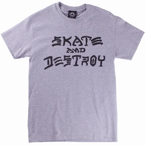 Day-to-Day Comfort Thrasher Skate And Destroy T-Shirt - Grey