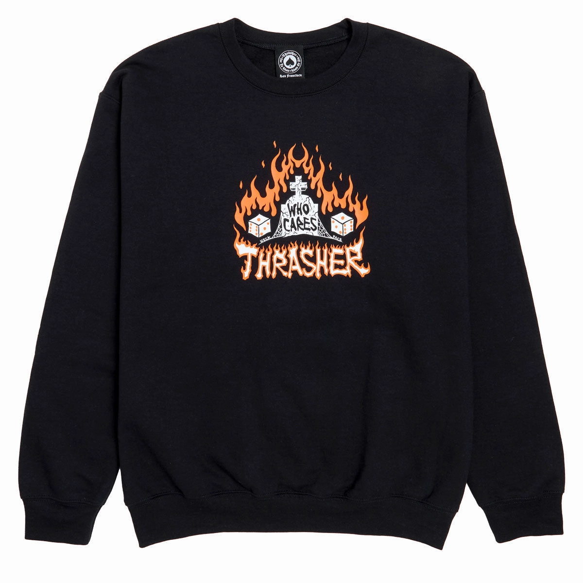 Urban Style Thrasher Who Cares By Neckface Sweatshirt - Black