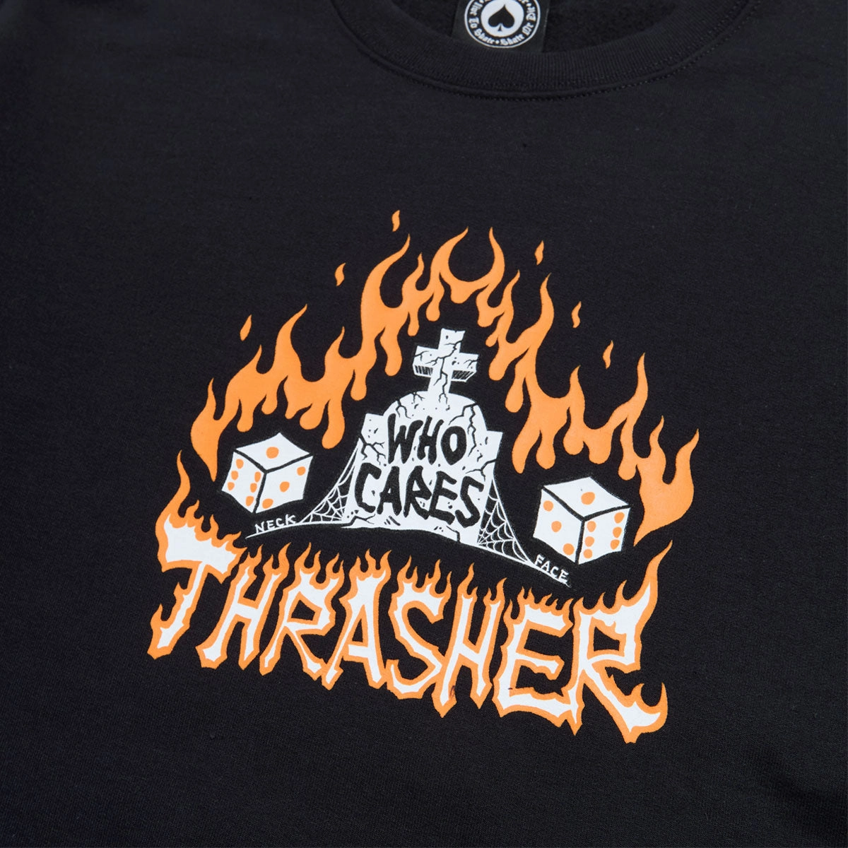 Self expression Thrasher Who Cares By Neckface Sweatshirt - Black