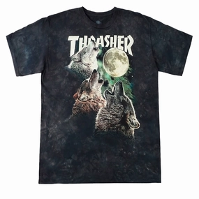Thrasher Wolves T-Shirt - Green DoubleLayeredCollar Everyday Layering