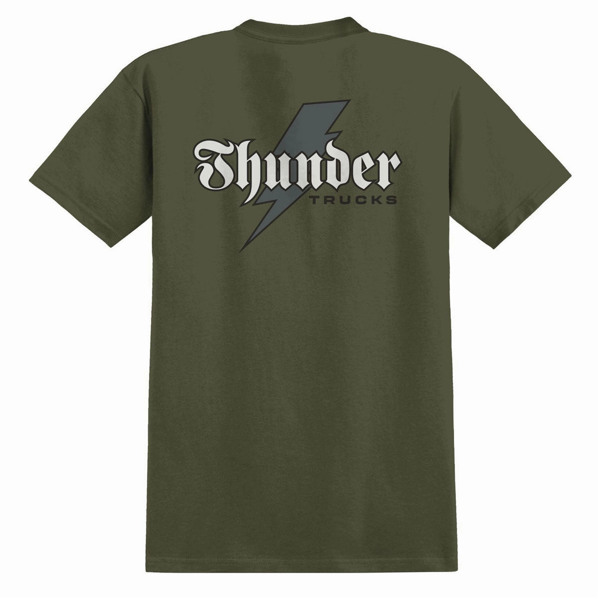 simple design Thunder Bolt Script T-Shirt - Military Green/Grey/White/Black Prints