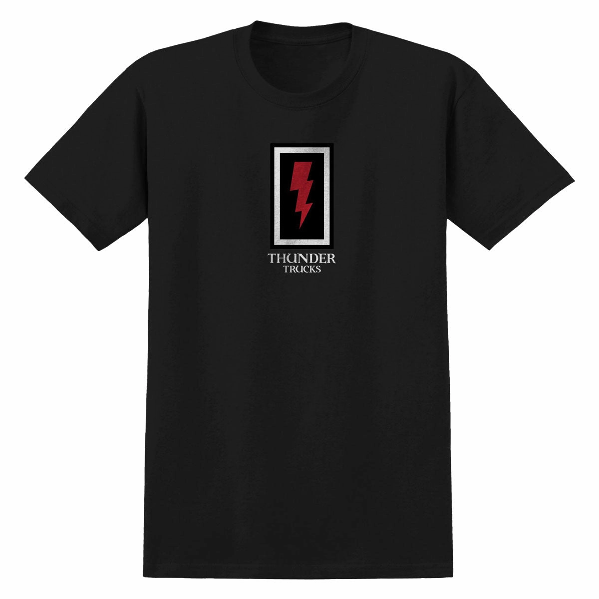 monochromatic Modern Comfort Style Thunder Boxed Bolt T-Shirt - Black/Red/White/Black