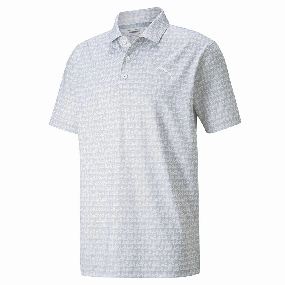 Thermoregulating Fabric Puma MATTR Carts Polo Shirt - High Rise/Bright White