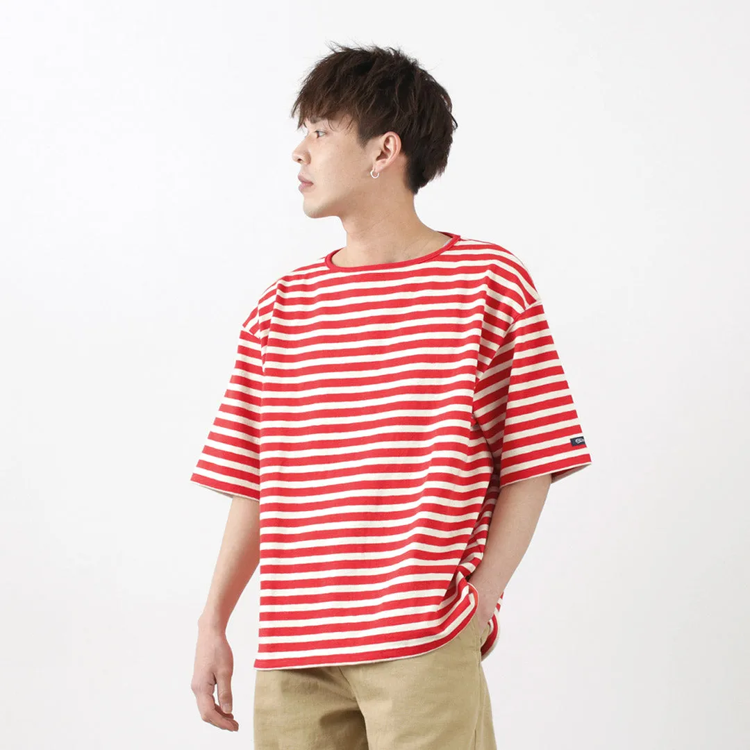 No Shrink Technology TIEASY / HDCS Big stripe boat-neck T-shirt