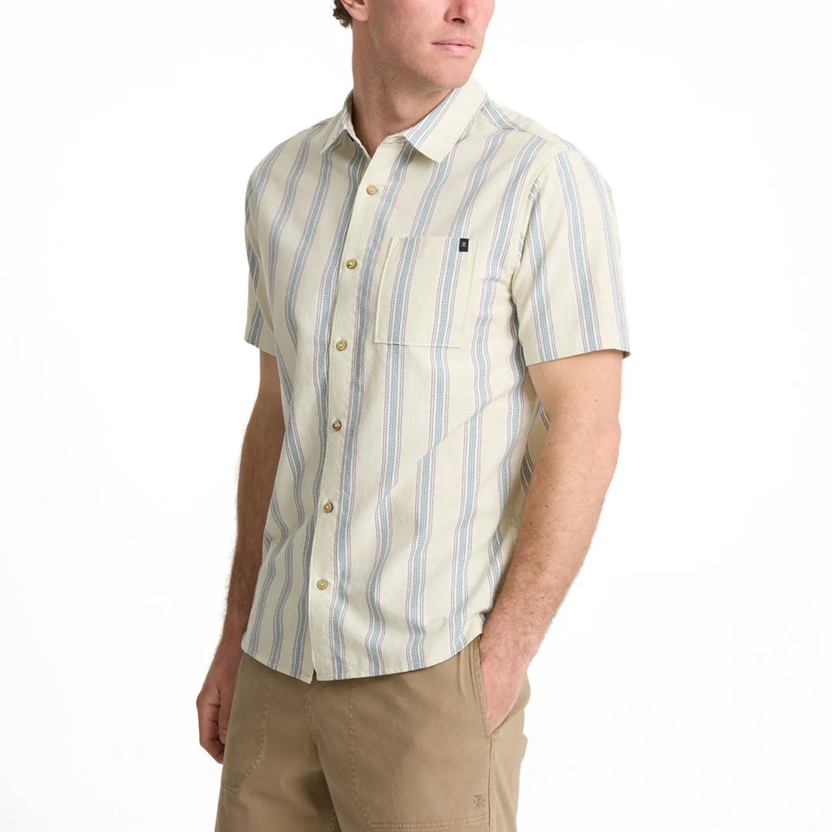 Sustainable Dye Process Customizable Design Roark Journey Woven Shirt - Stripe Seafoam