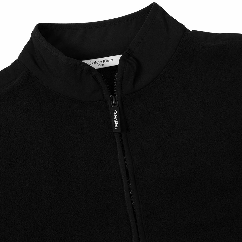 Calvin Klein Thompson 1/2 Zip Fleece - Black Drawstring Hood Timeless Chic