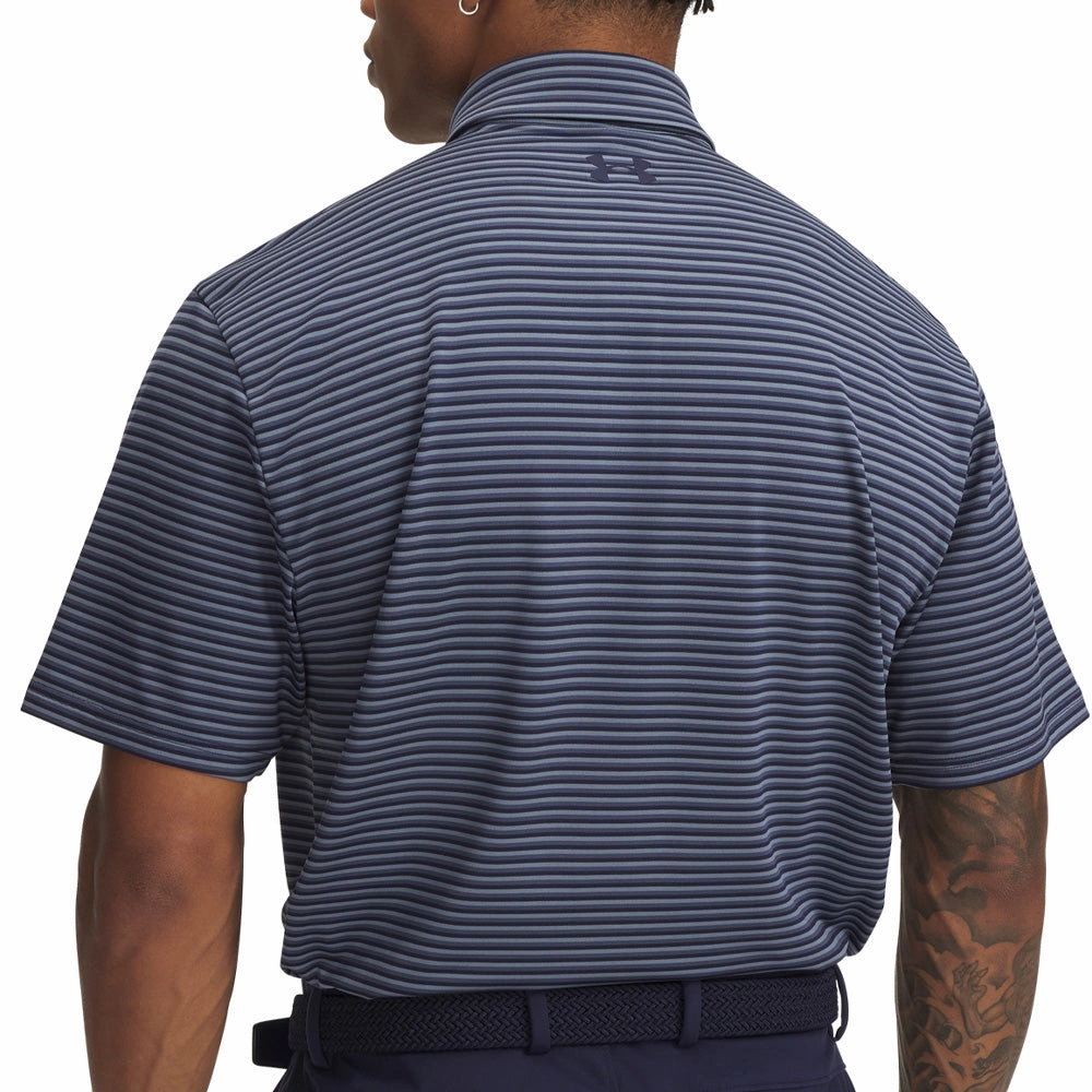 Under Armour Playoff 3.0 Stripe Polo Shirt - Midnight Navy/Downpour Grey/Midnight Navy Heathered Texture Relaxed Comfort