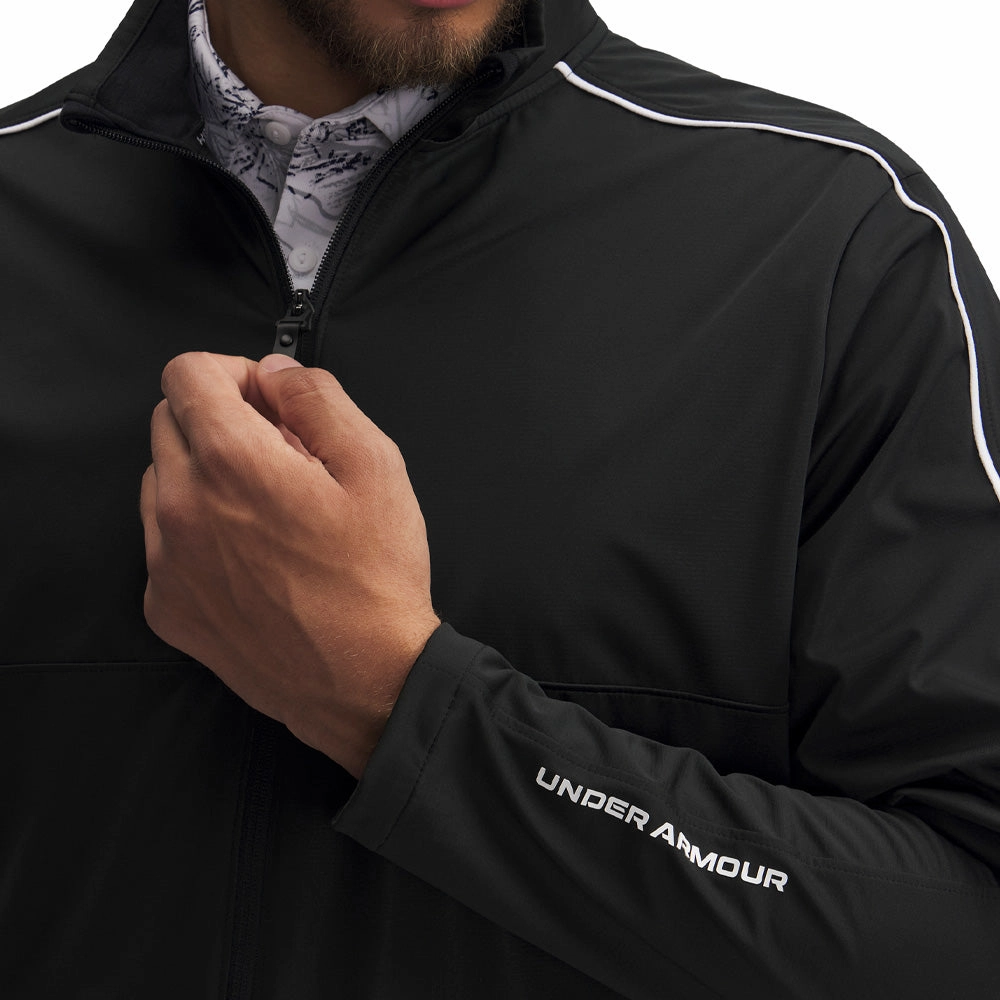 Poplin Under Armour Drive Wind Full Zip Pullover - Black/White