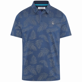Trendy Vibe Cool Fit Original Penguin All Over YD Botanical Jacquard Polo Shirt - True Navy