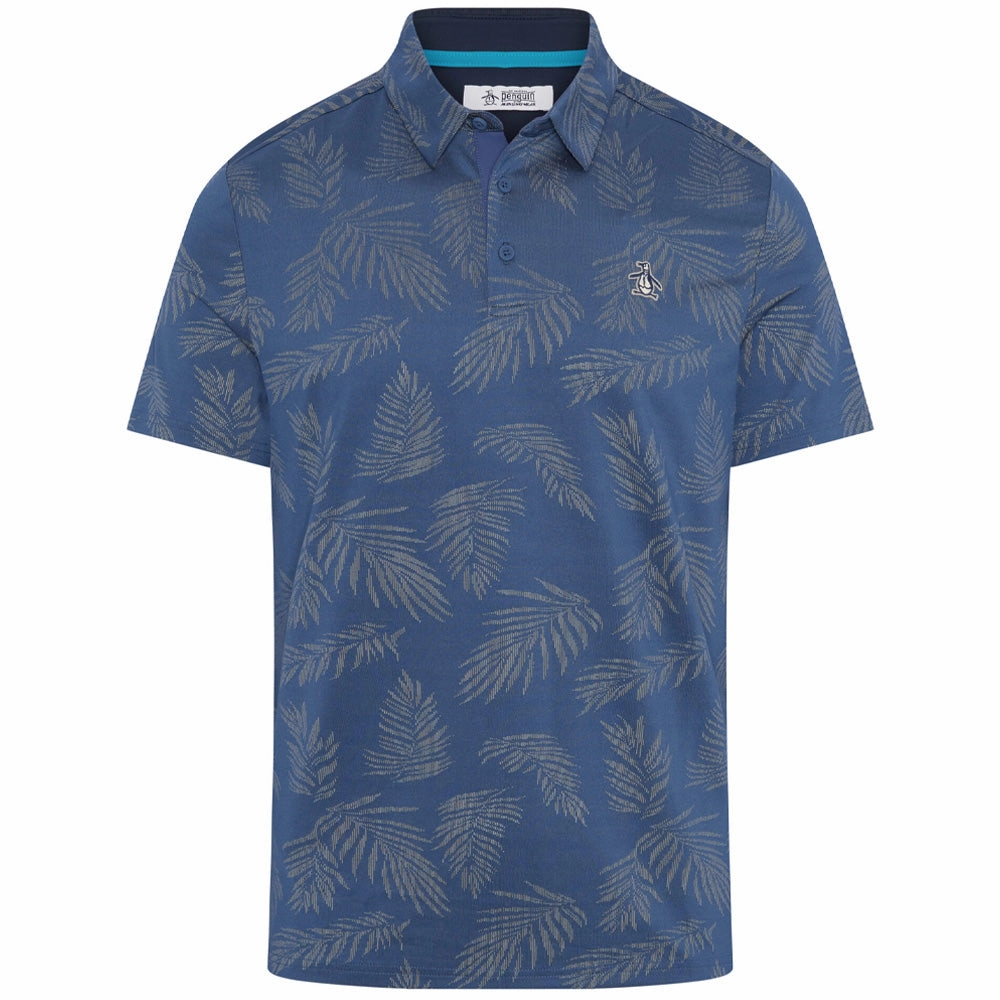 Trendy Vibe Cool Fit Original Penguin All Over YD Botanical Jacquard Polo Shirt - True Navy