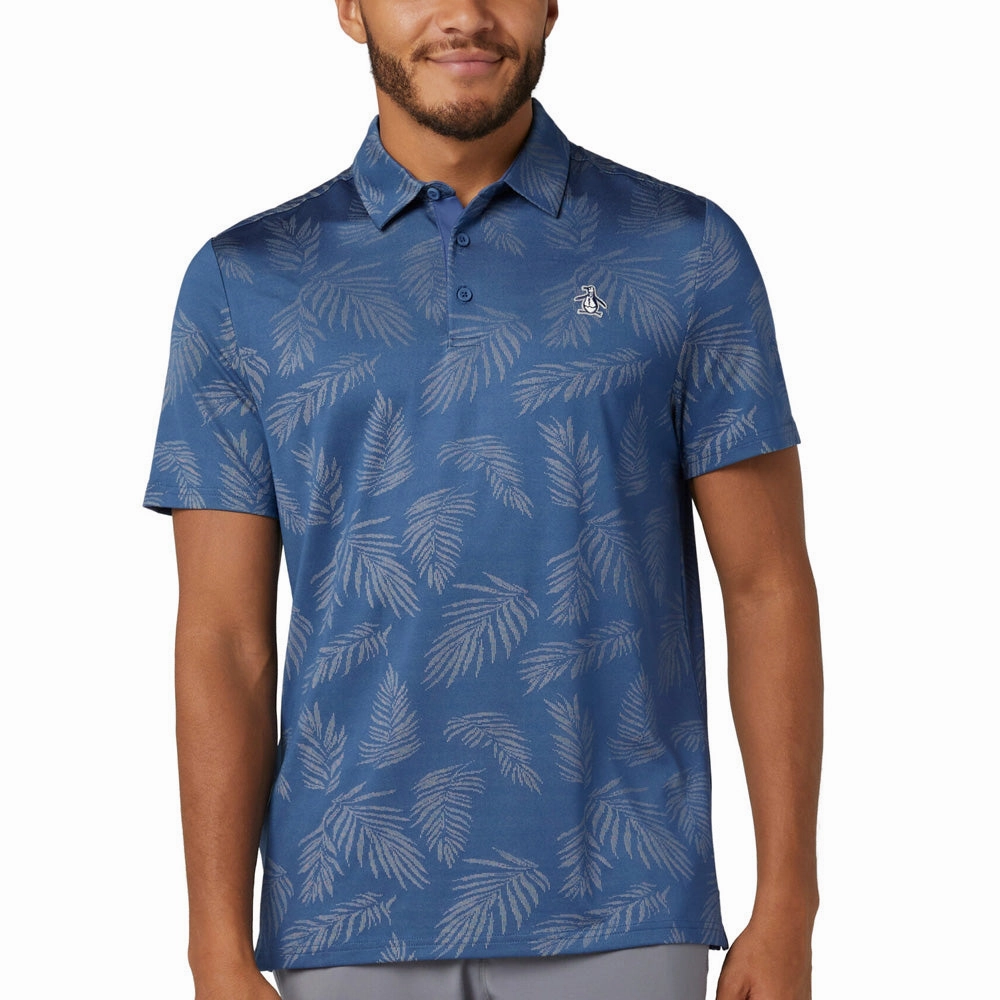 Outdoor Comfort right size Original Penguin All Over YD Botanical Jacquard Polo Shirt - True Navy