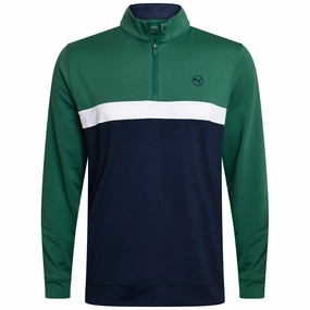 Outdoor Chic Puma Pure Colorblock 1/4 Zip Pullover - Vine/Deep Navy