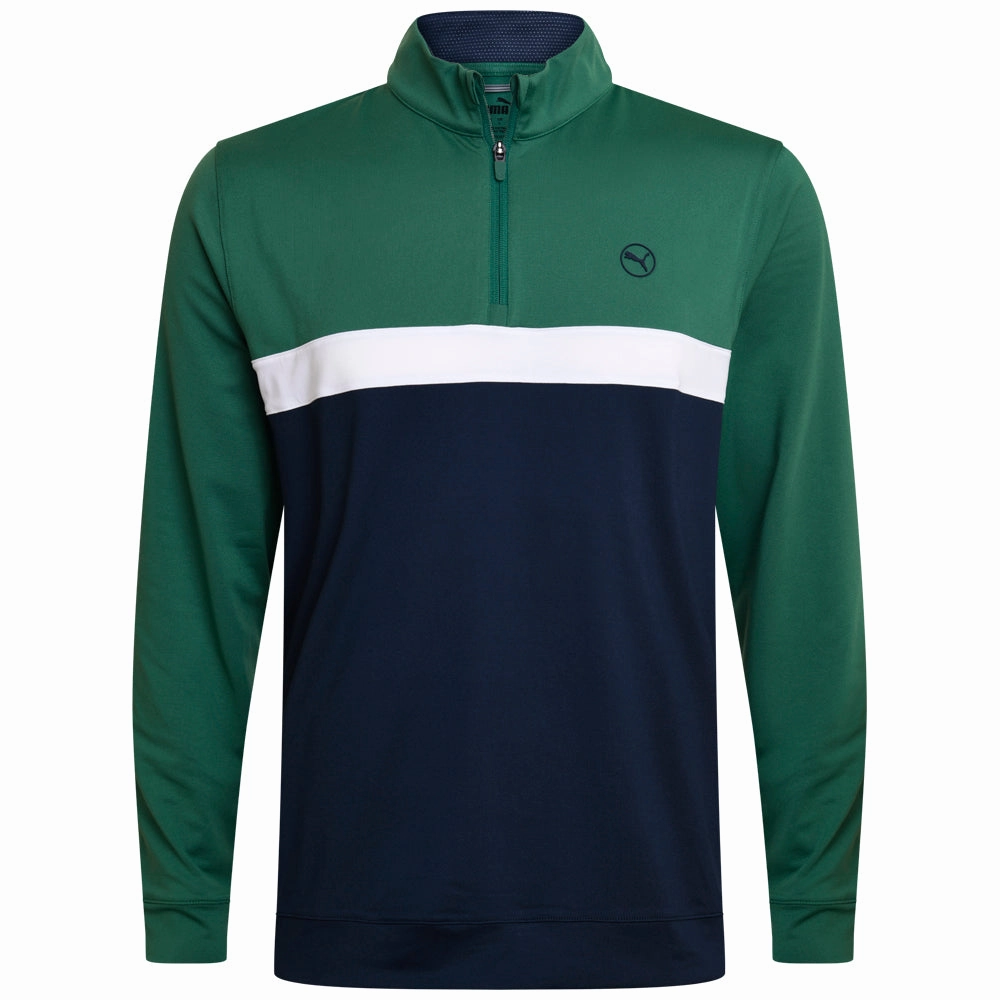 Outdoor Chic Puma Pure Colorblock 1/4 Zip Pullover - Vine/Deep Navy