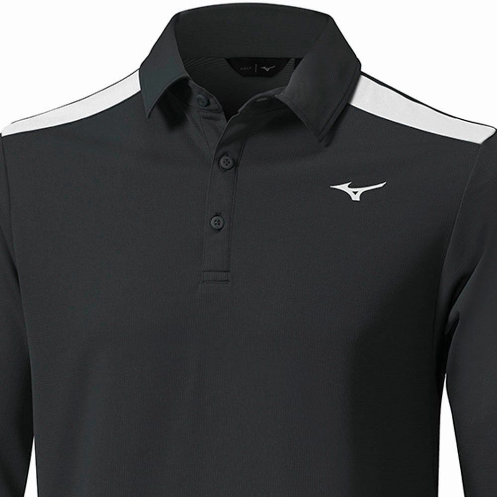 Durable Knitwear SlimFitDesign Mizuno Elite Long Sleeve Polo Shirt - Black