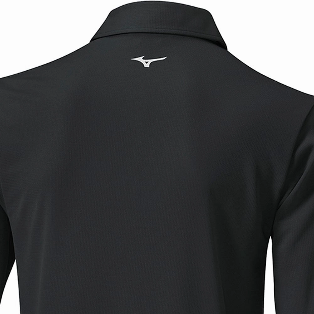 Mizuno Elite Long Sleeve Polo Shirt - Black All-Season Comfort