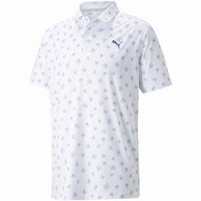 Recycled Polyester Blend Puma MATTR Spring Polo Shirt - Bright White/Bright Cobalt