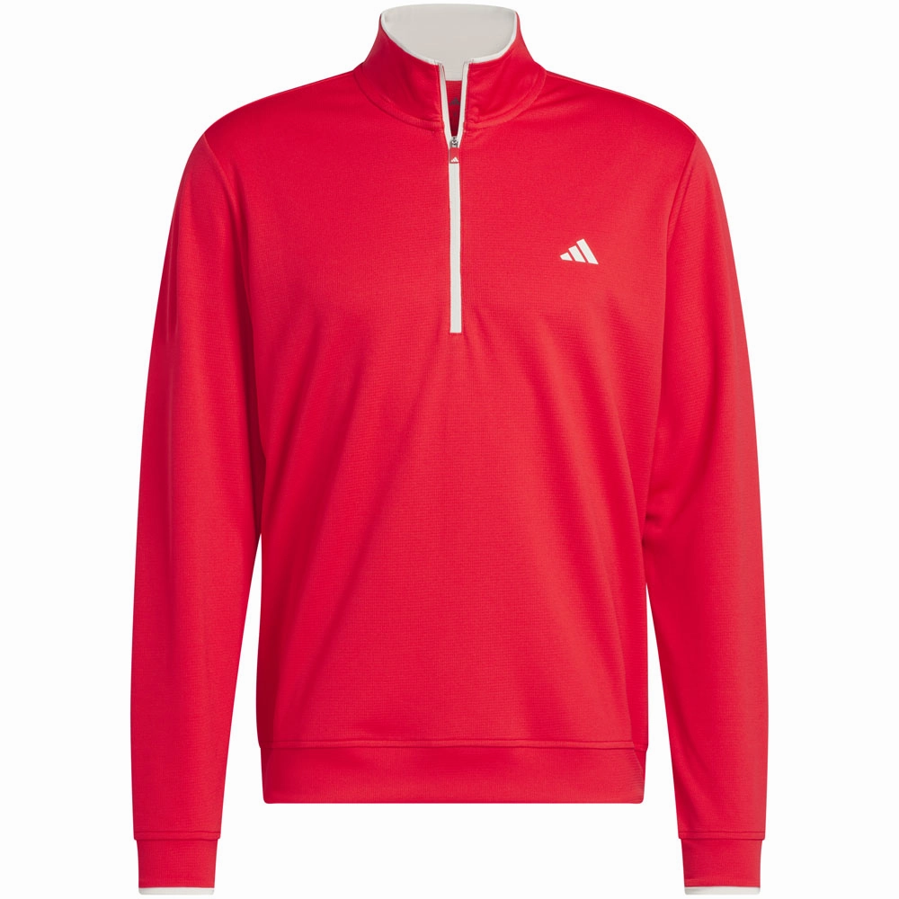 adidas UPF Lightweight 1/4 Zip Pullover - Pure Ruby Wrinkle-Resistant