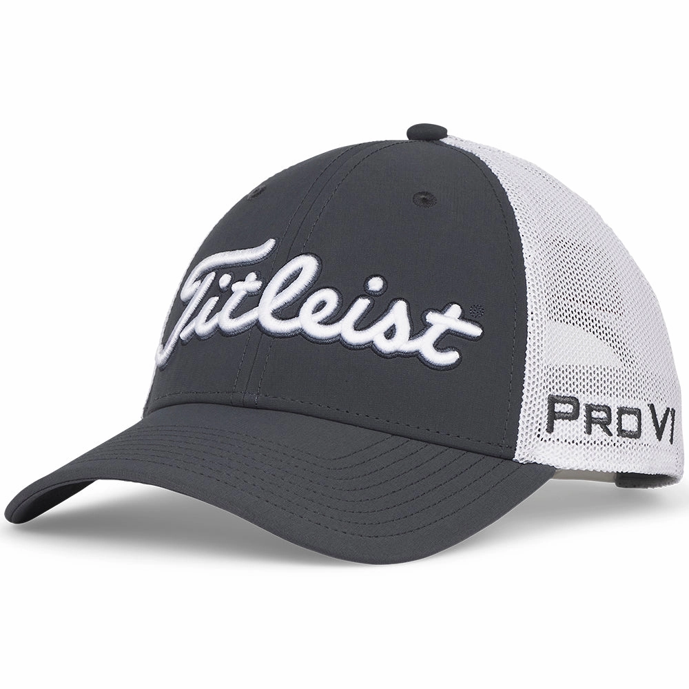 Designer Inspired Breathable Material Titleist Tour Performance Mesh Adjustable Cap - Charcoal/White