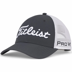 Designer Inspired Breathable Material Titleist Tour Performance Mesh Adjustable Cap - Charcoal/White