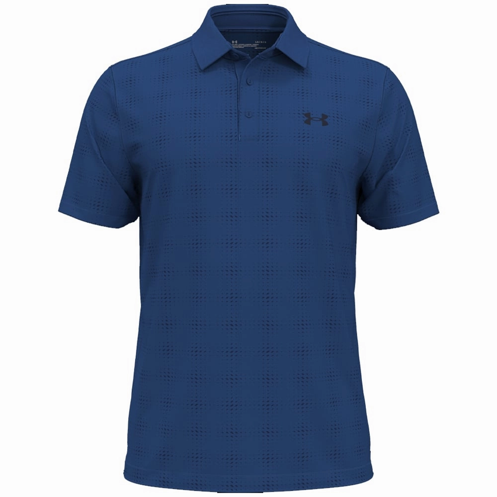 Cozy Comfort Relaxing Fit Under Armour Playoff 3.0 Dueces Grid Printed Polo Shirt - Blue Mirage/Midnight Blue