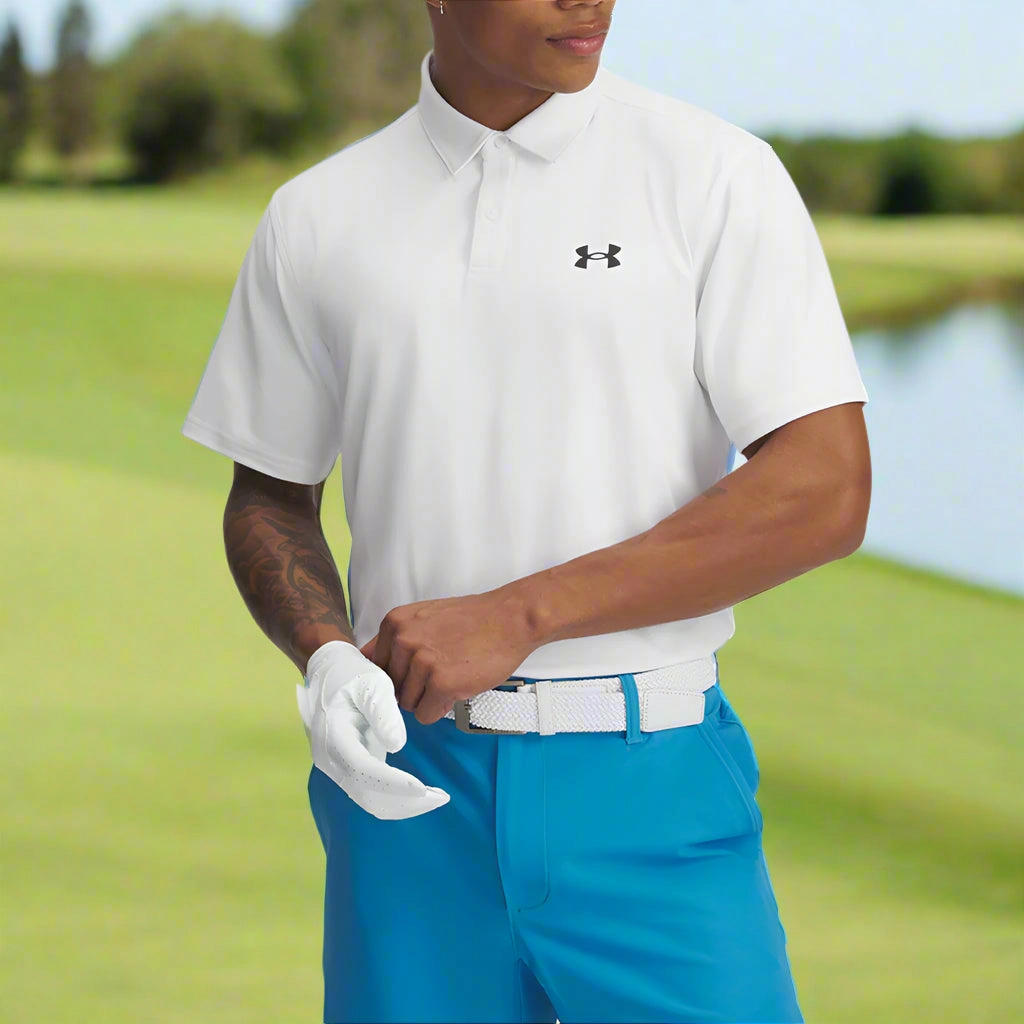 Under Armour T2G Pique Polo Shirt - White/Black Anti Pilling Finish Versatile Layering Piece