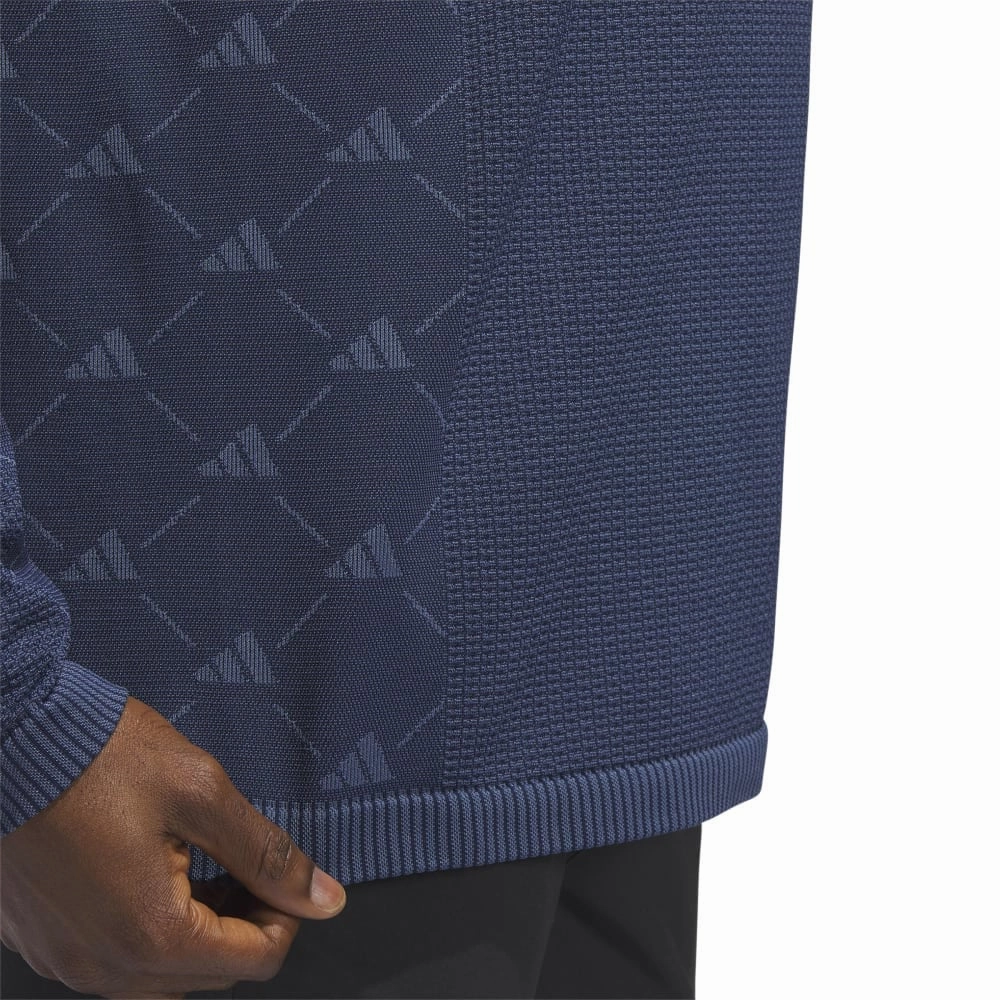 Sporty Style Wear Playful Prints adidas Ultimate365 Tour Primeknit Long Sleeve Polo Shirt - Collegiate Navy