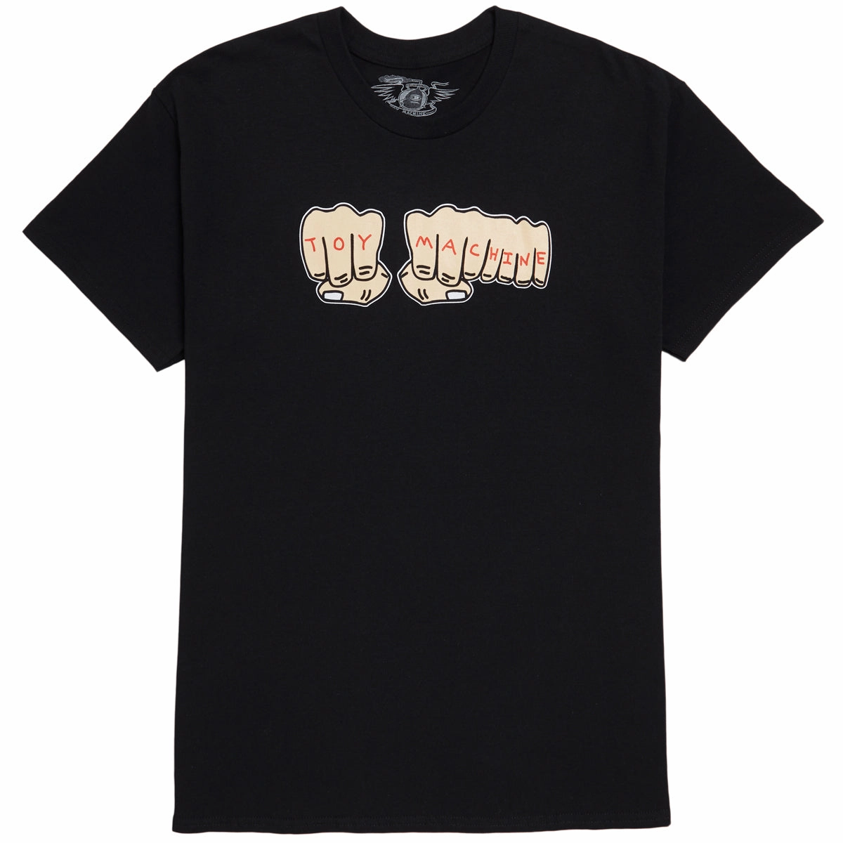 Laser Cut Edges Sleek Fit Toy Machine Fists T-Shirt - Black