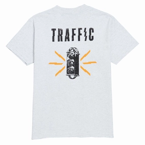 Traffic Caution T-Shirt - Grey Sporty Fashion Relaxed and Easy