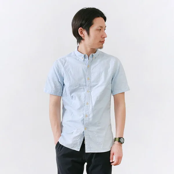 Structured Collar RE MADE IN TOKYO JAPAN / Yellow Stitched Short Sleeve Button Down Shirt