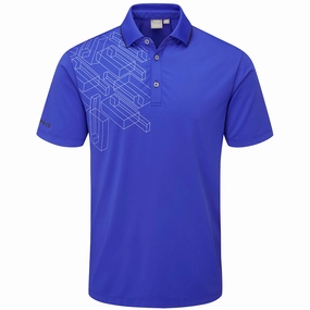 Ping 1-A Putter Polo Shirt - Blue Surf Durable Color Retention FunctionalPockets