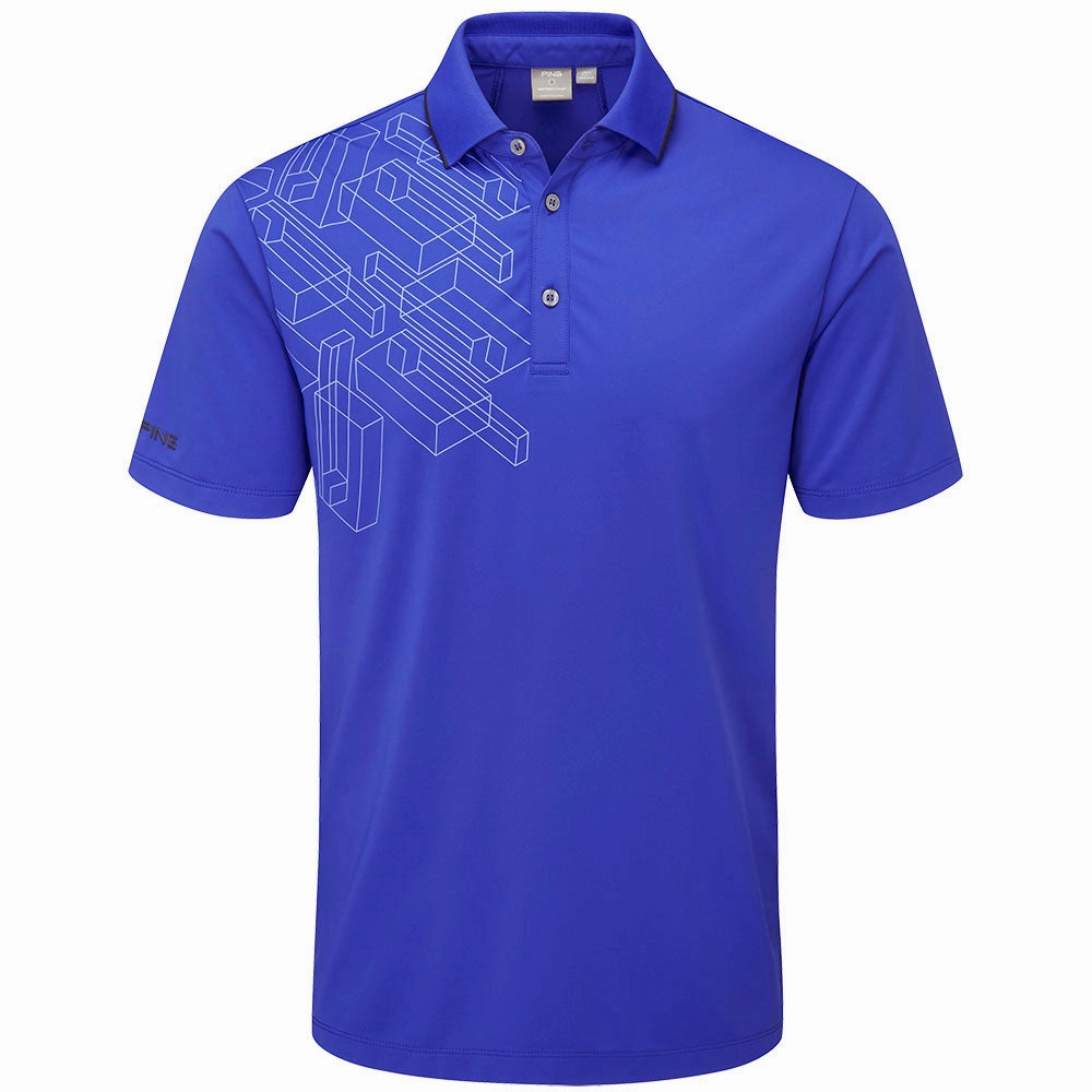 Ping 1-A Putter Polo Shirt - Blue Surf Durable Color Retention FunctionalPockets
