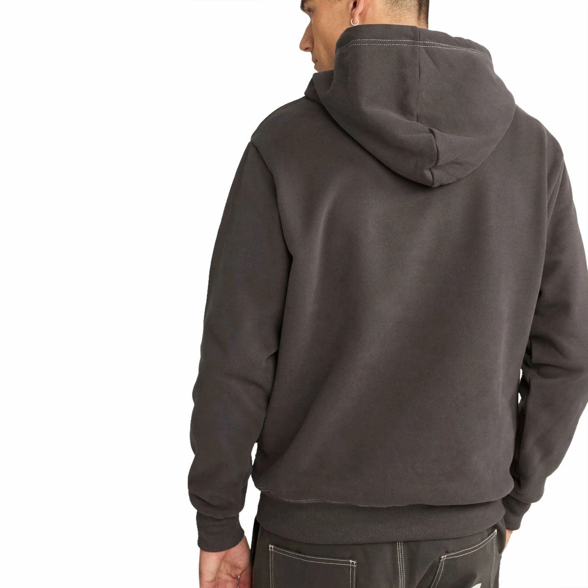 Sherpa Lining Rhythm Contrast Stitch Hoodie - Charcoal