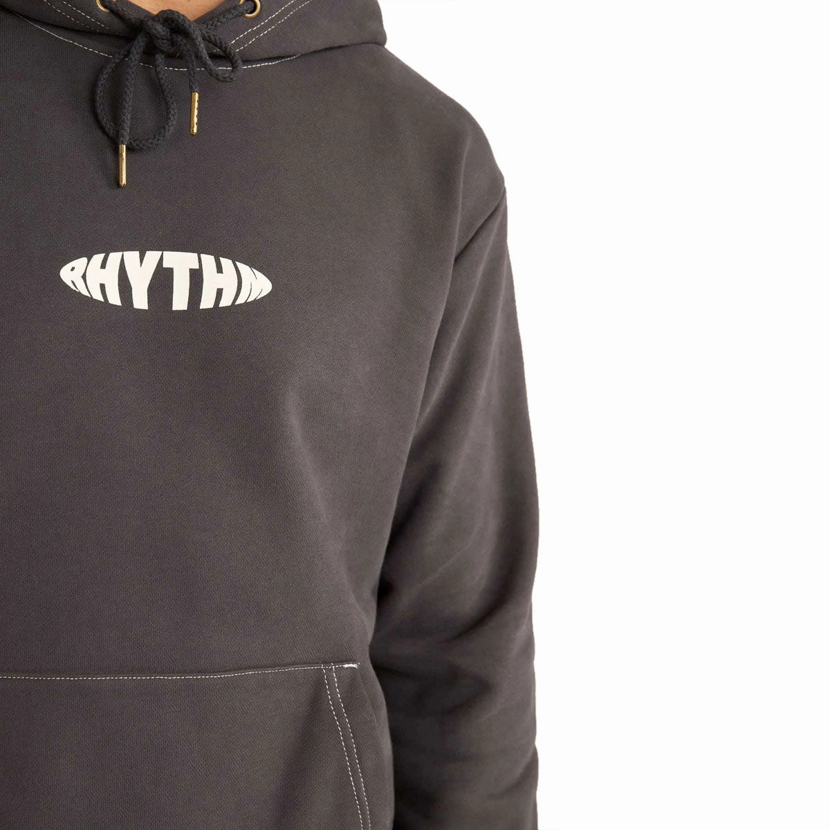 Rhythm Contrast Stitch Hoodie - Charcoal Layered Look