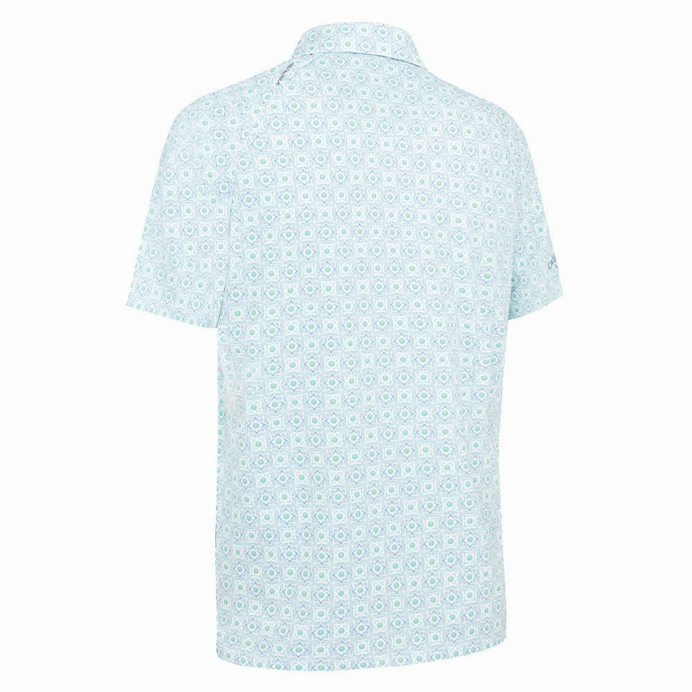 Casual Essential Wear Circular Knit Design Callaway Golf Foulard Polo Shirt - Neptune Green
