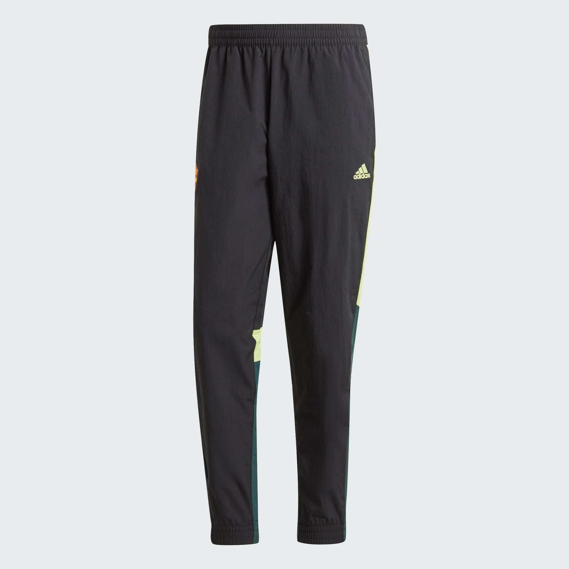 Modern Edge MANCHESTER UNITED WOVEN TRACK TRACKSUIT BOTTOMS - Black / Green Night / Pulse Lime