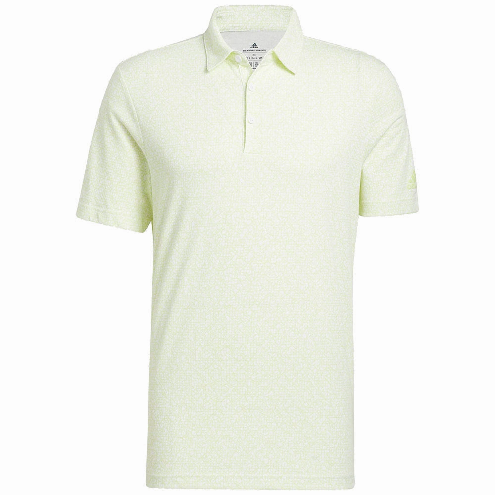 adults' adidas Prime Abstract Print Polo Shirt - White/Pulse Lime