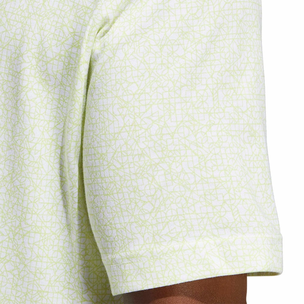 adidas Prime Abstract Print Polo Shirt - White/Pulse Lime Classic Design Cold Wash Optimized