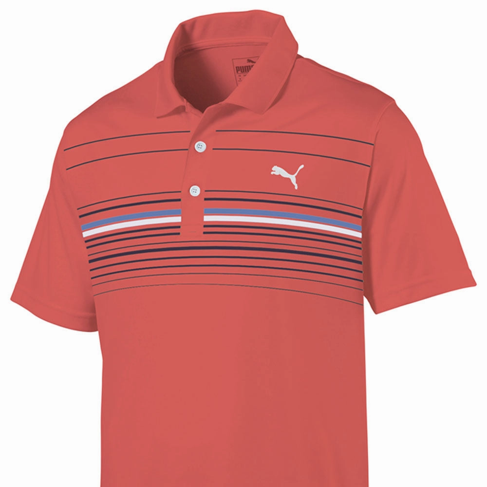 Christmas Puma MATTR Canyon Polo Shirt - Hot Coral/Bright Cobalt