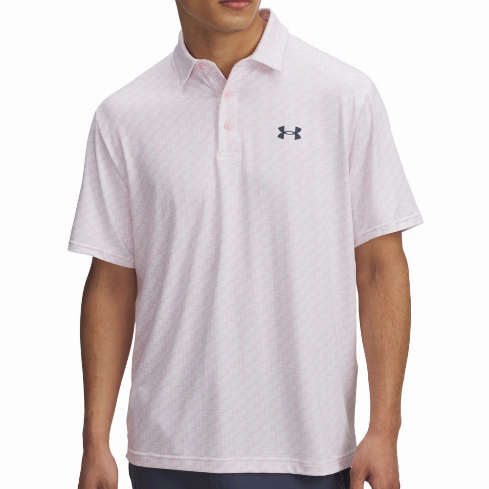 Modern Twist Under Armour Playoff 3.0 Printed Polo Shirt - White/Prime Pink/Downpour Grey