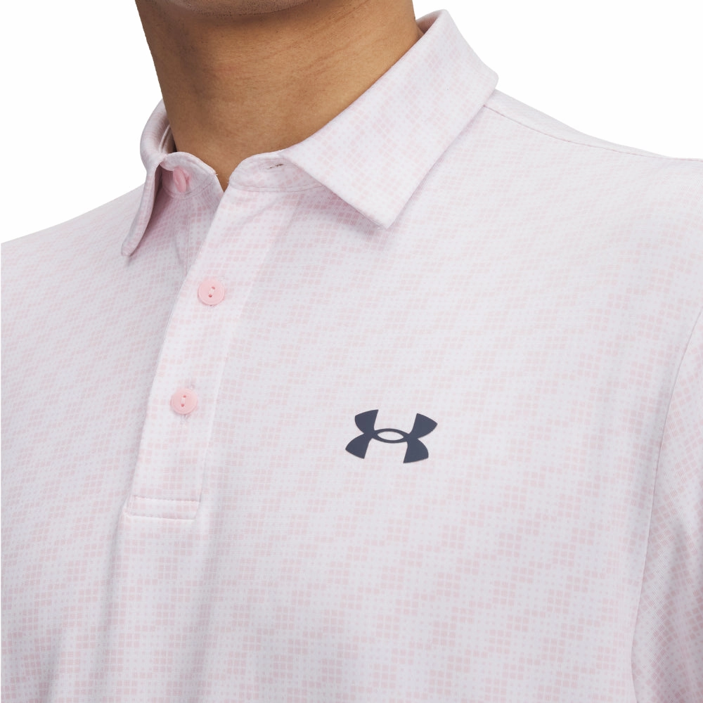 Under Armour Playoff 3.0 Printed Polo Shirt - White/Prime Pink/Downpour Grey All-day Comfort
