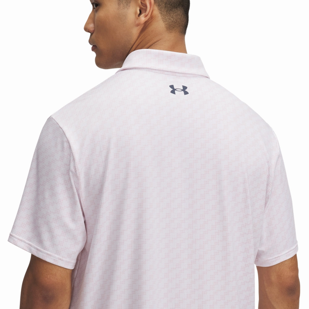 Under Armour Playoff 3.0 Printed Polo Shirt - White/Prime Pink/Downpour Grey DurableStitching