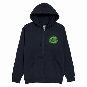 Faded Wash Effect Creature Finest Strike Zip Up Hoodie - Navy